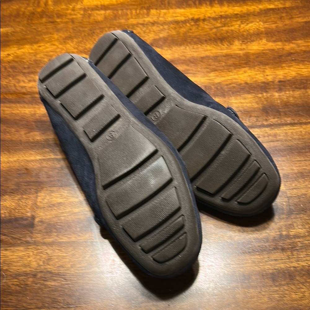Banana Republic Navy Loafers with Silver Accent and white stitching - Picture 3 of 6